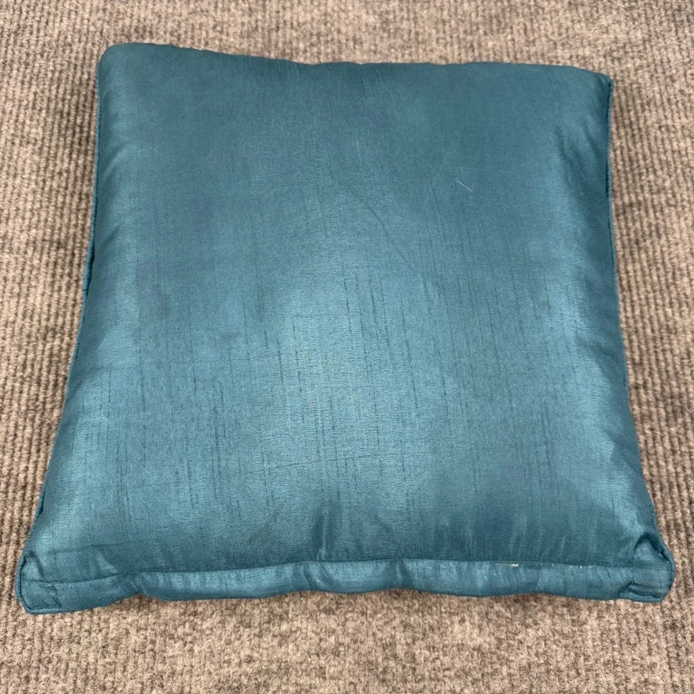 World Market Throw Pillow 18x18 Cotton Embroidered Peacock Dimensional Decor